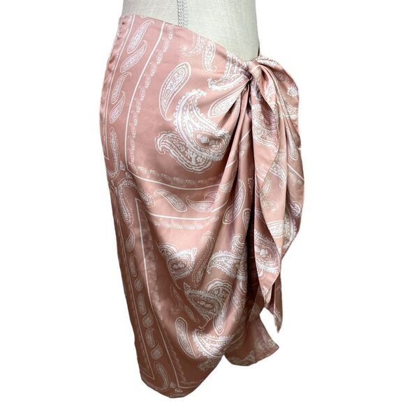 Lamarque Paisley Draped Wrap Skirt Pink Medium - Picture 2 of 10
